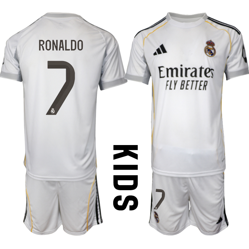 Youth 2025-2026 Club Real Madrid home white #7 Soccer Jersey  01->youth soccer jersey->Youth Jersey